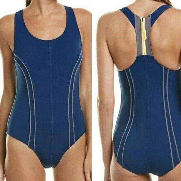 Free People Womens Scoop Neck Sleeveless Delta Bodysuit Navy Blue Small NWT - Picture 1 of 9